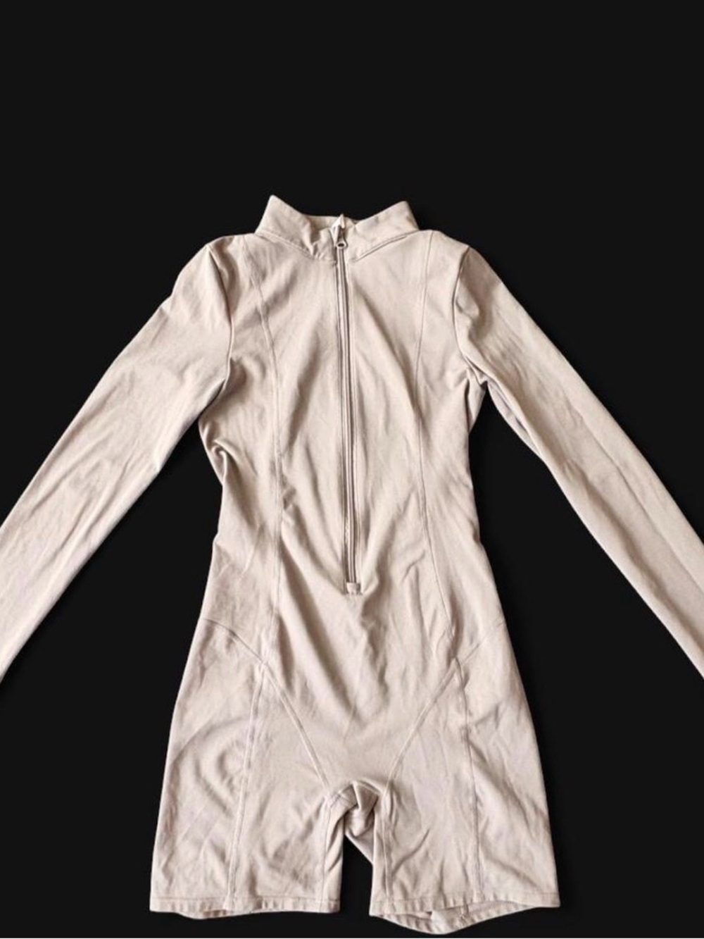 Fashion Nova Gray Long Sleeve Zip Romper